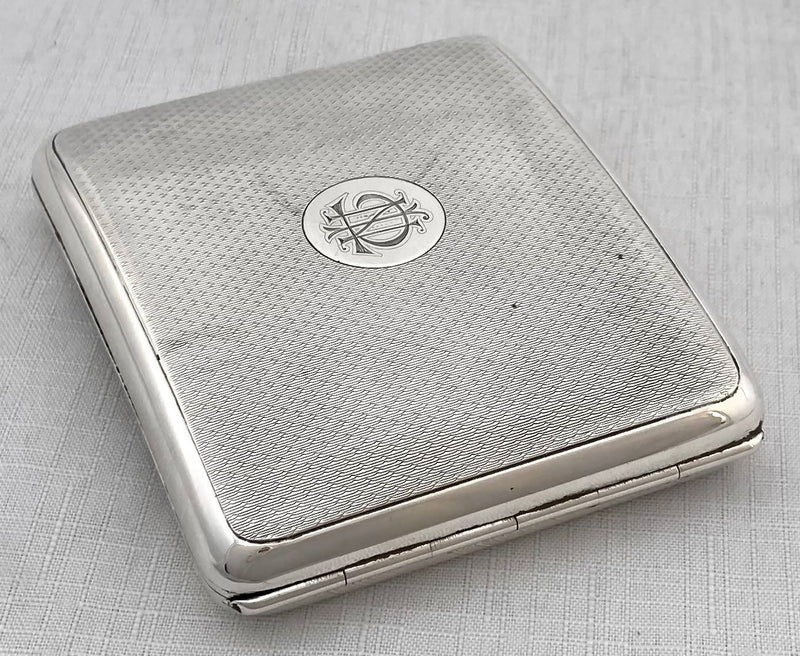 George V Silver Curved Cigarette Case. London 1926 Sampson Mordan & Co. 4.1 troy ounces.