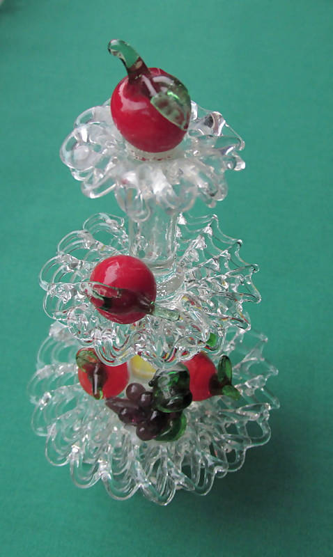 Vintage Clear & Coloured Glass Fruits Design Miniature Epergne