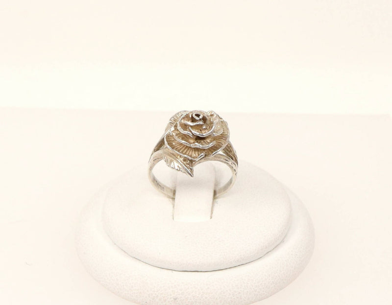 Vintage Sterling Silver Rose Design Ring