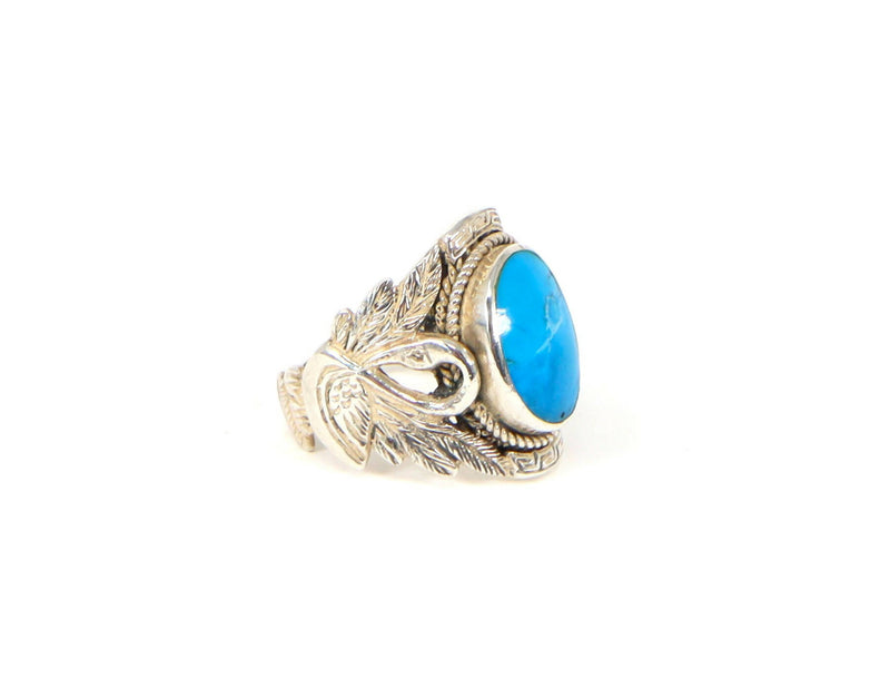 Vintage Silver & Turquoise swan statement ring.