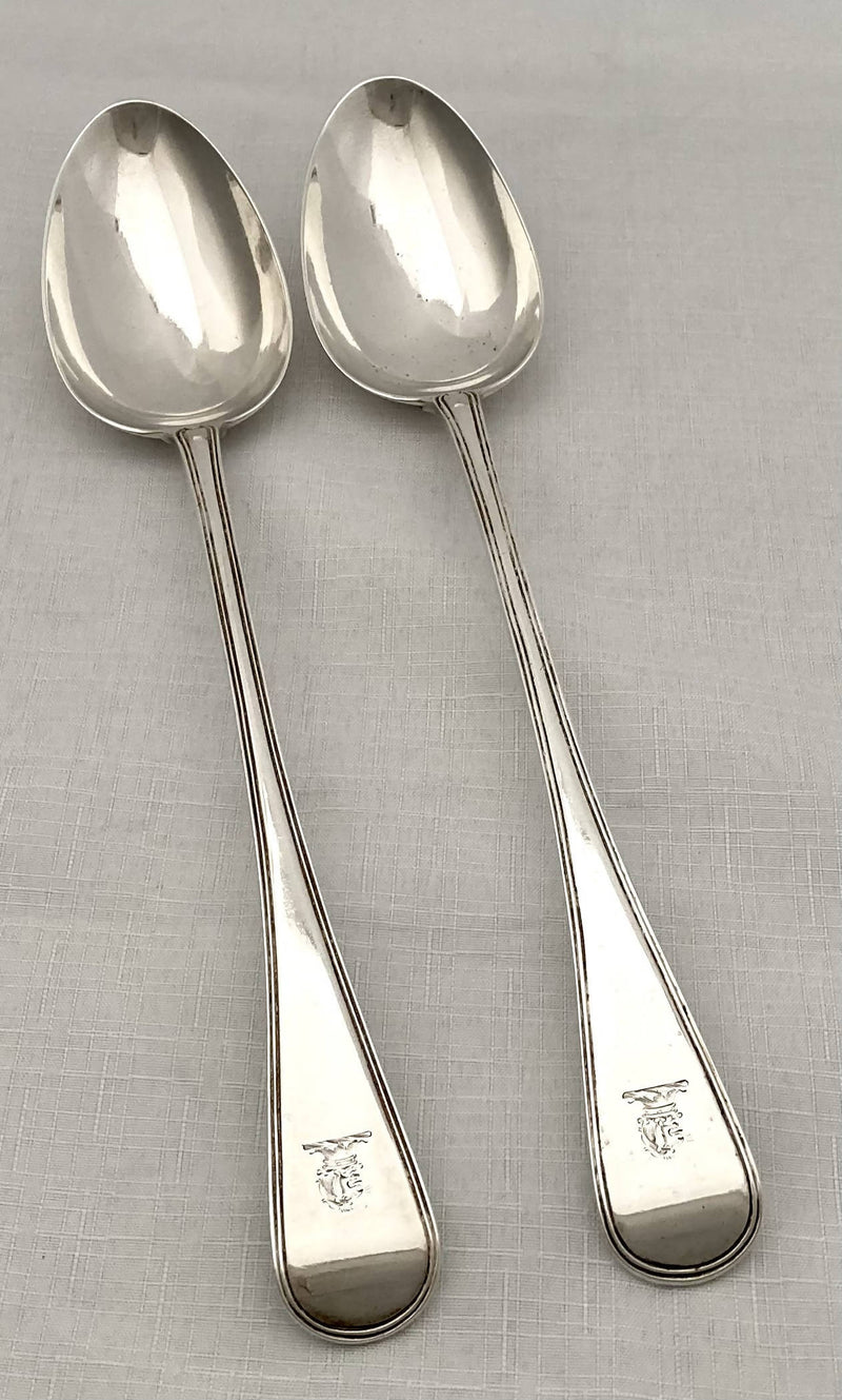 Georgian, George IV, Pair of Silver Basting Spoons. London 1821 Eley & Fearn. 8.8 troy ounces.