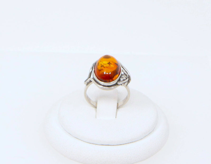 Vintage Silver & Amber Ring