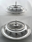 Pair of Crested Silver Plated Circular Entree Dishes & Covers. Retailed by Asprey.