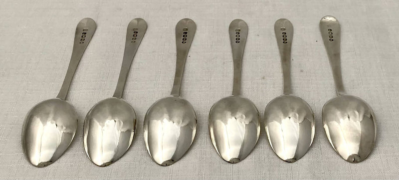 Victorian Set of Six Bright Cut Silver Teaspoons. Exeter 1876 Josiah Williams & Co. 2.5 troy ounces.