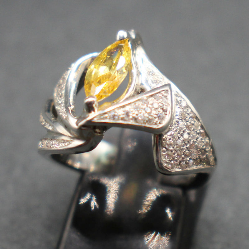 Jake: Yellow marquis cut cz set silver ring