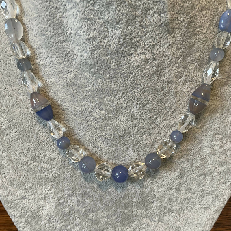 Vintage chalcedony and crystal necklace