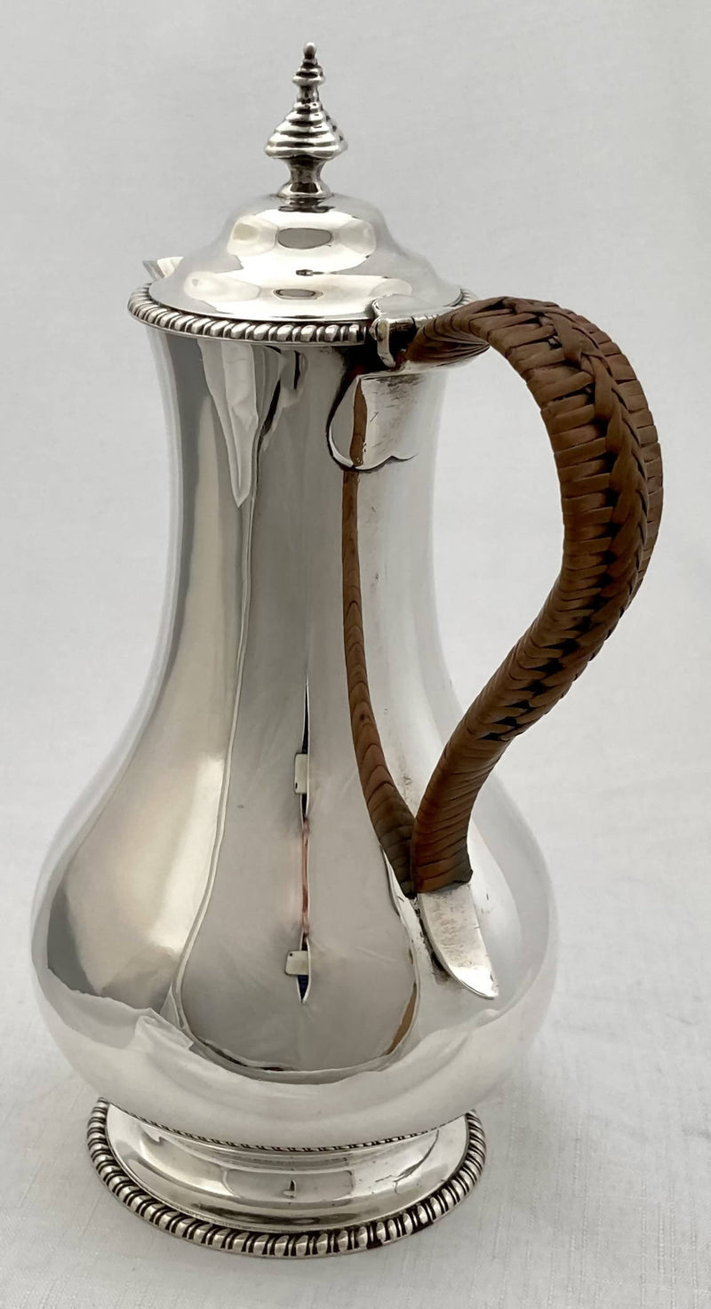 Edwardian Silver Hot Water Jug, London 1907 Holland, Aldwinckle & Slater. 12.6 troy ounces.