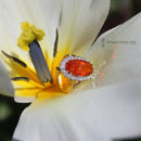 Handmade 18ct Fire Opal & Diamond Cluster