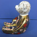 Royal Crown Derby Paperweight old Imari Solid Gold Band Teddy Bear (Boxed)
