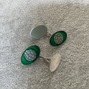 Silver enamel football cufflinks