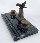French Empire Style Gilt Metal & Portoro Marble Inkstand, After L&F Moreau.