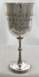 Pair of Silver Trophy Goblets for future Royal Navy Admiral P. M. R. Royds on H.M.S. Victoria. London 1891/92 George Jackson. 6 troy ounces.