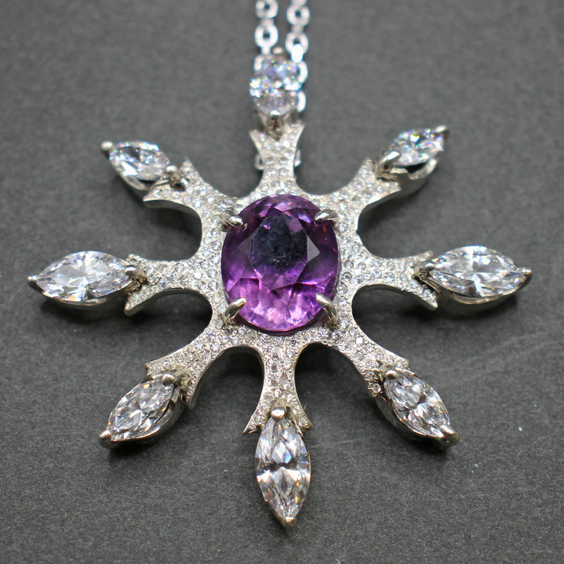 Jake: Amethyst and zirconias silver “snowflake” pendant