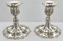 Victorian pair of Elkington silver plated candlesticks with leaf decoration. Elkington & Co 1897.