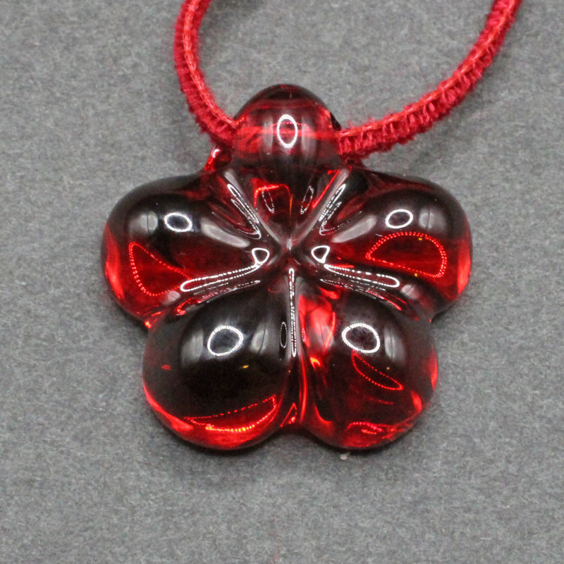 Baccarat red crystal flower pendant