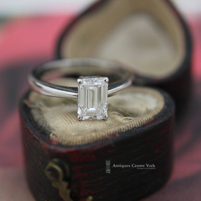 Platinum Certified 1.39cts Emerald-Cut Diamond Solitaire Ring