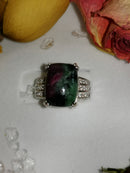 New 925S Ruby Zoisite Cambodian Zircon Ring - 16Cts