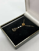 Hallmarked 9ct Yellow Gold Mandarin Citrine Diamond & Smokey Quartz Pendant