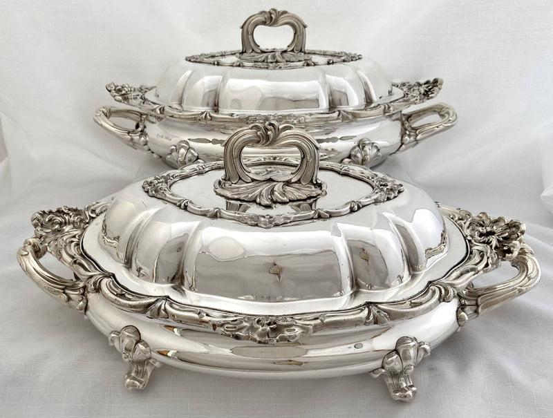Victorian Pair of Silver Plated Entree Dishes & Warming Stands. Circa 1840 - 1888.
