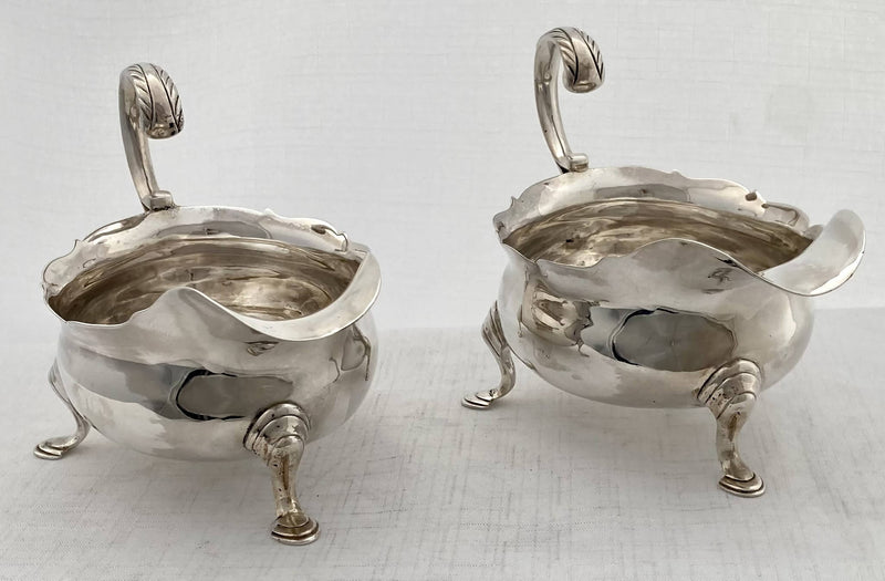 Georgian, George II, Pair of Silver Sauce Boats. London 1745 David Hennell I. 12 troy ounces.