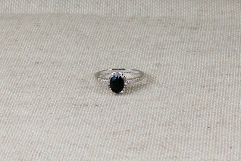 9ct White Gold Sapphire & Diamond Ring