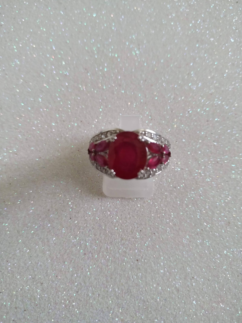 New Ruby and Zircon Ring Size N/O