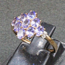 9ct gold tanzanite and diamond cluster ring