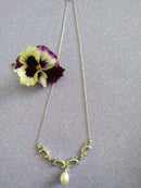 New Cultured Pearl Cambodian Zircon Necklace 18"