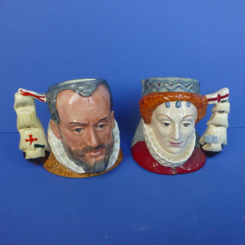 Royal Doulton Small Limited Edition Character Jugs - Queen Elizabeth I & King Philip Of Spain