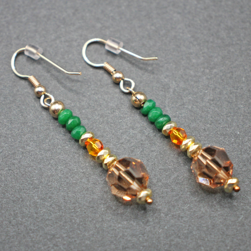 Bridget: Jade and Swarovski crystal drop earrings