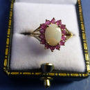 9ct Yellow Gold Ruby and Opalite Ring Size M + 1/2