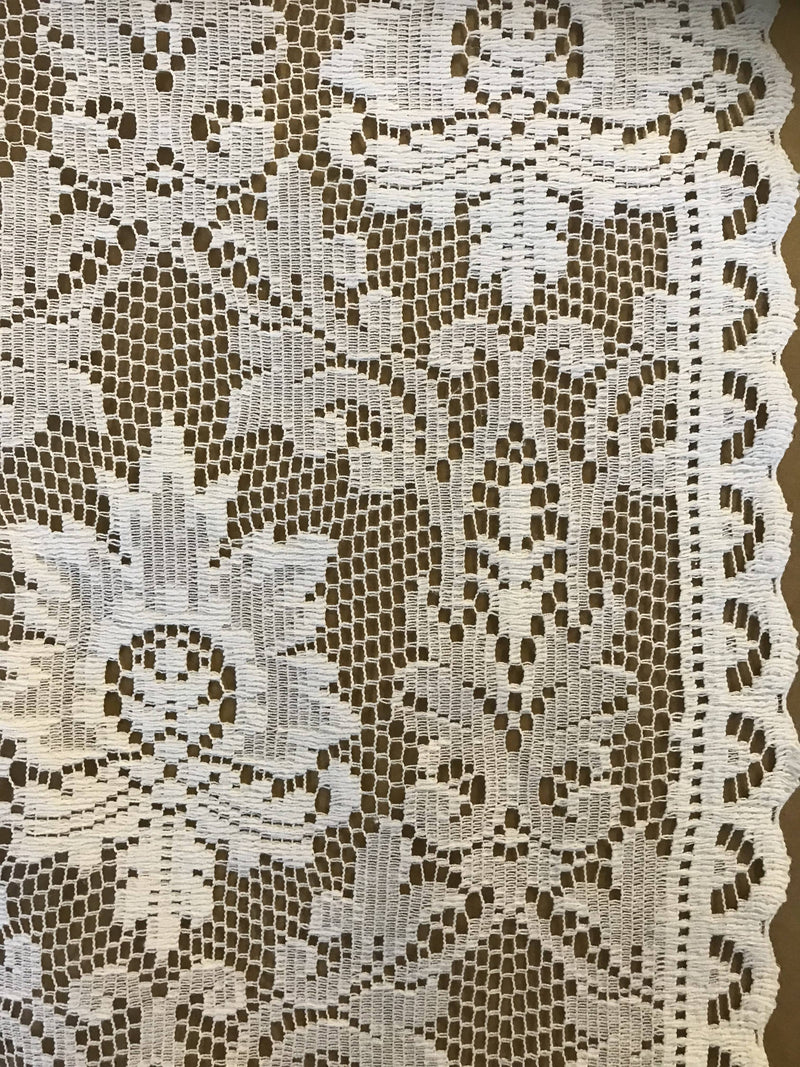 Alice - c1910 antique white Cotton Lace Curtain Panelling By The Metre - Width 120 cms