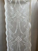 Alex rose" Antique Victorian style Cotton Lace Curtain Panelling Sold By The Metre - 12 Inches Wide