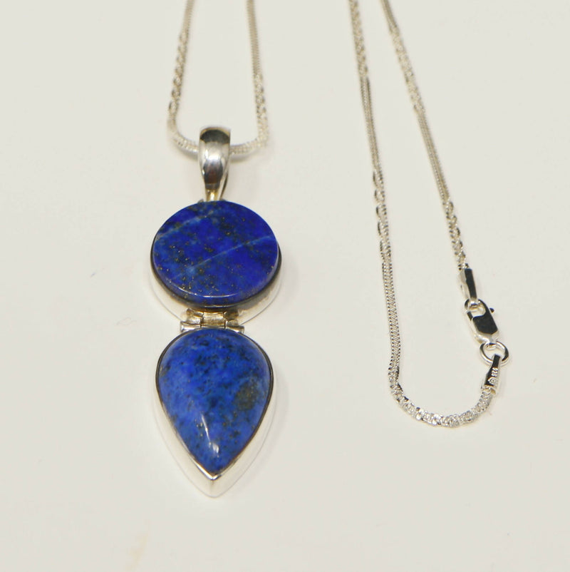 Silver and Lapis Lazuli Designer Pendant & Chain
