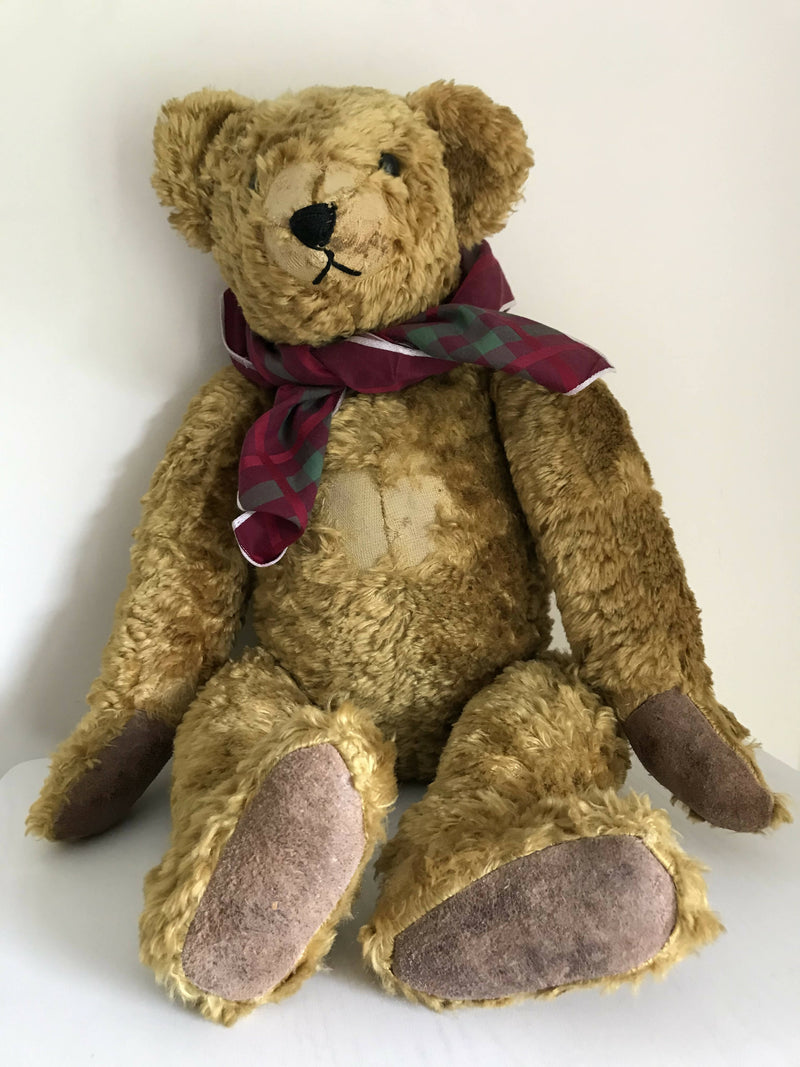 Large Vintage Teddy Bear. Rare centre seam on face. Hump backed.