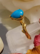 New Arizona Sleeping Beauty Turquoise in Yellow Gold Overlay Sterling Silver - Size N/O
