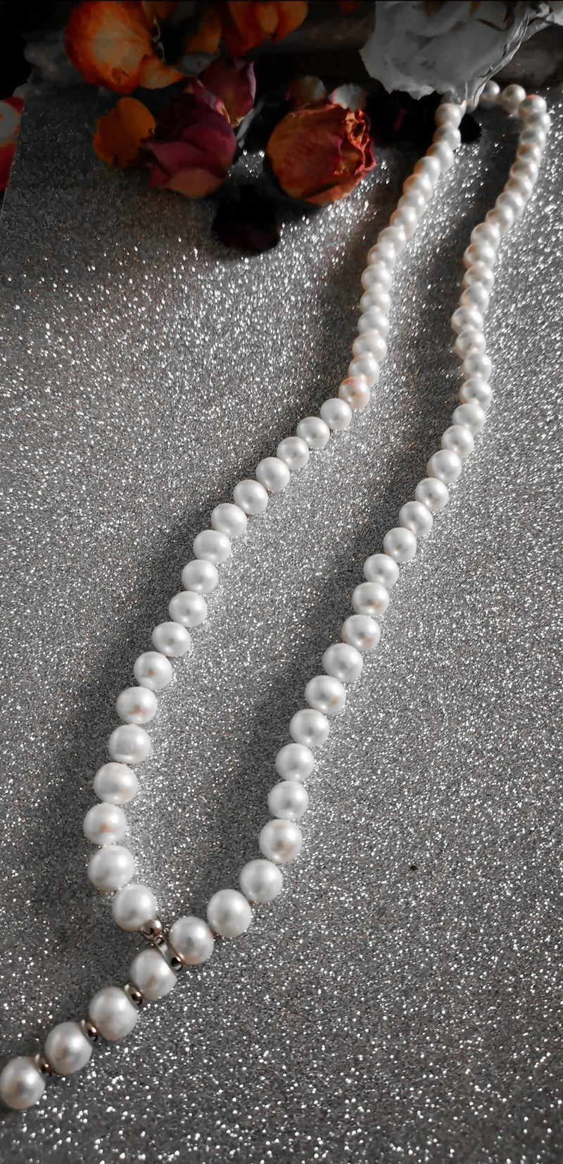 New Freshwater Pearl Silver Lariat Necklace 29"