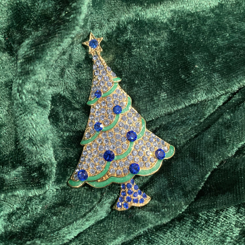 Christmas Tree Brooch blue with star