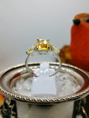 New Sterling Silver Fancy Citrine Triology ring - Size U
