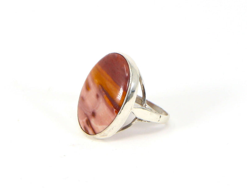 Vintage Silver Banded Agate Statement ring