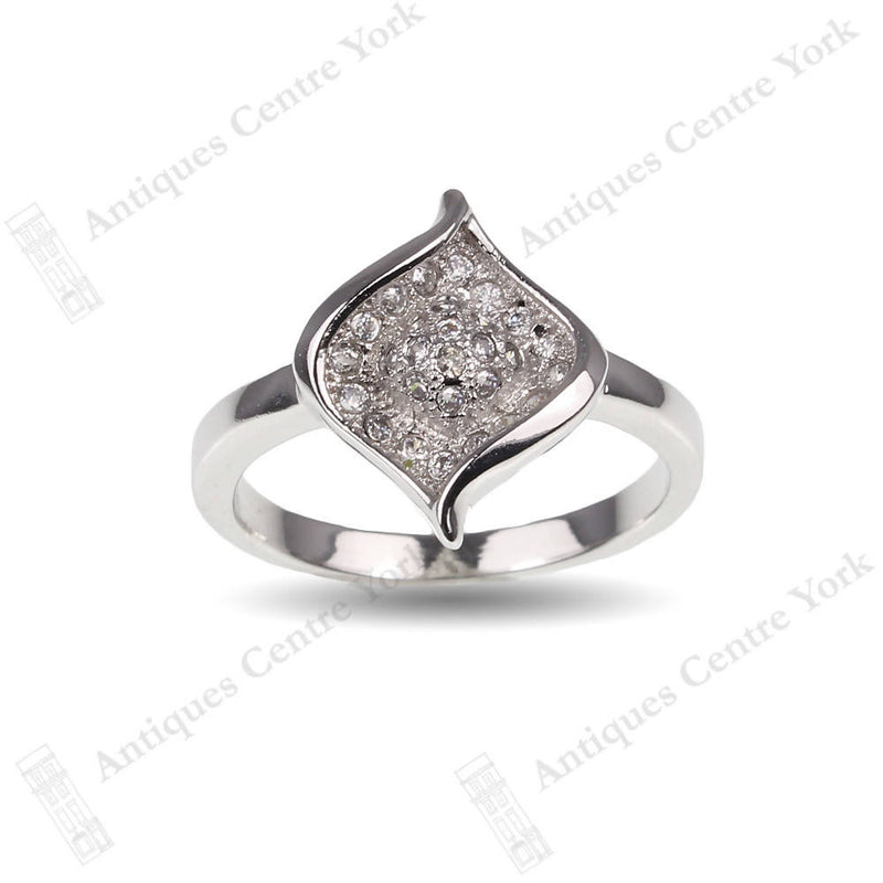Silver Cubic Zirconia Cluster Ring