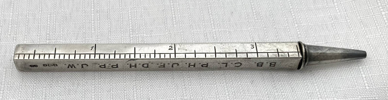 George V Novelty Silver Ruler Pencil of Golfing Interest. Birmingham 1925.