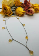 New Sterling Silver Citrine/Amethyst/Black Spinel Briolette Necklace - 18"