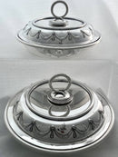 Pair of Crested Silver Plated Circular Entree Dishes & Covers. Retailed by Asprey.