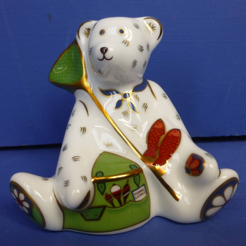 Royal Crown Derby Miniature Teddy Bear - Gone Fishing (Boxed)