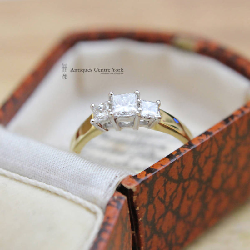 18ct Princess Cut Diamond 0.54ct 3 Stone Ring
