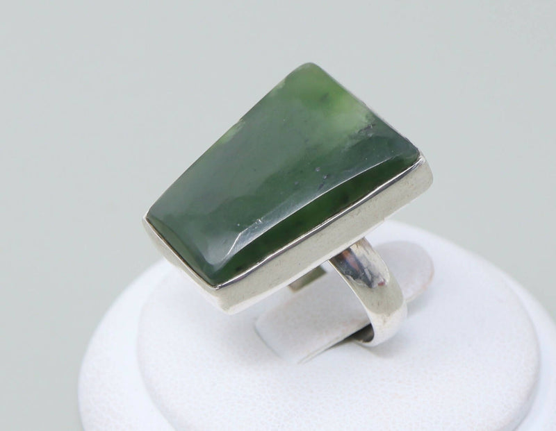 Vintage Silver & Green Agate Ring