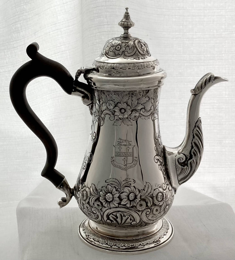 Georgian, George II, Silver Coffee Pot. London 1759 Thomas Whipham & Charles Wright. 23 troy ounces.