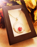 New Ruby and Sterling Silver Pendant and 16" Chain