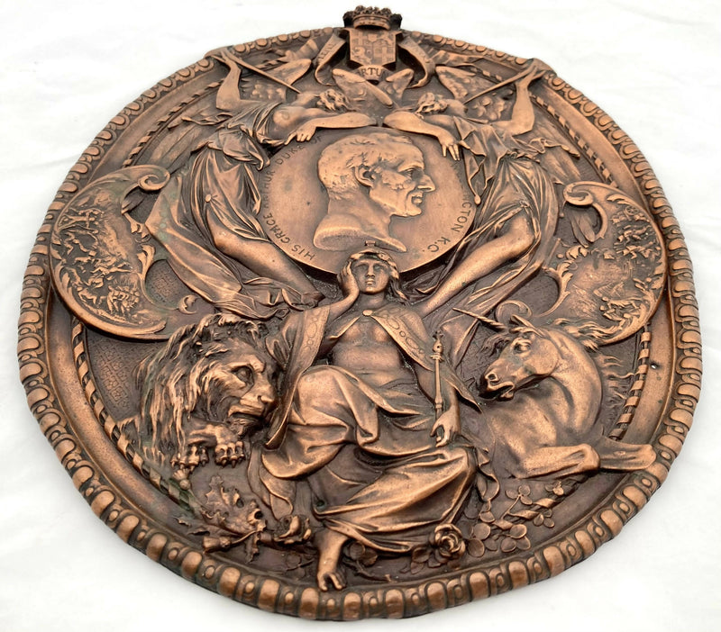 Victorian Duke of Wellington Copper Relief Plaque.